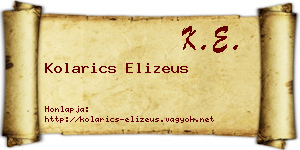 Kolarics Elizeus névjegykártya